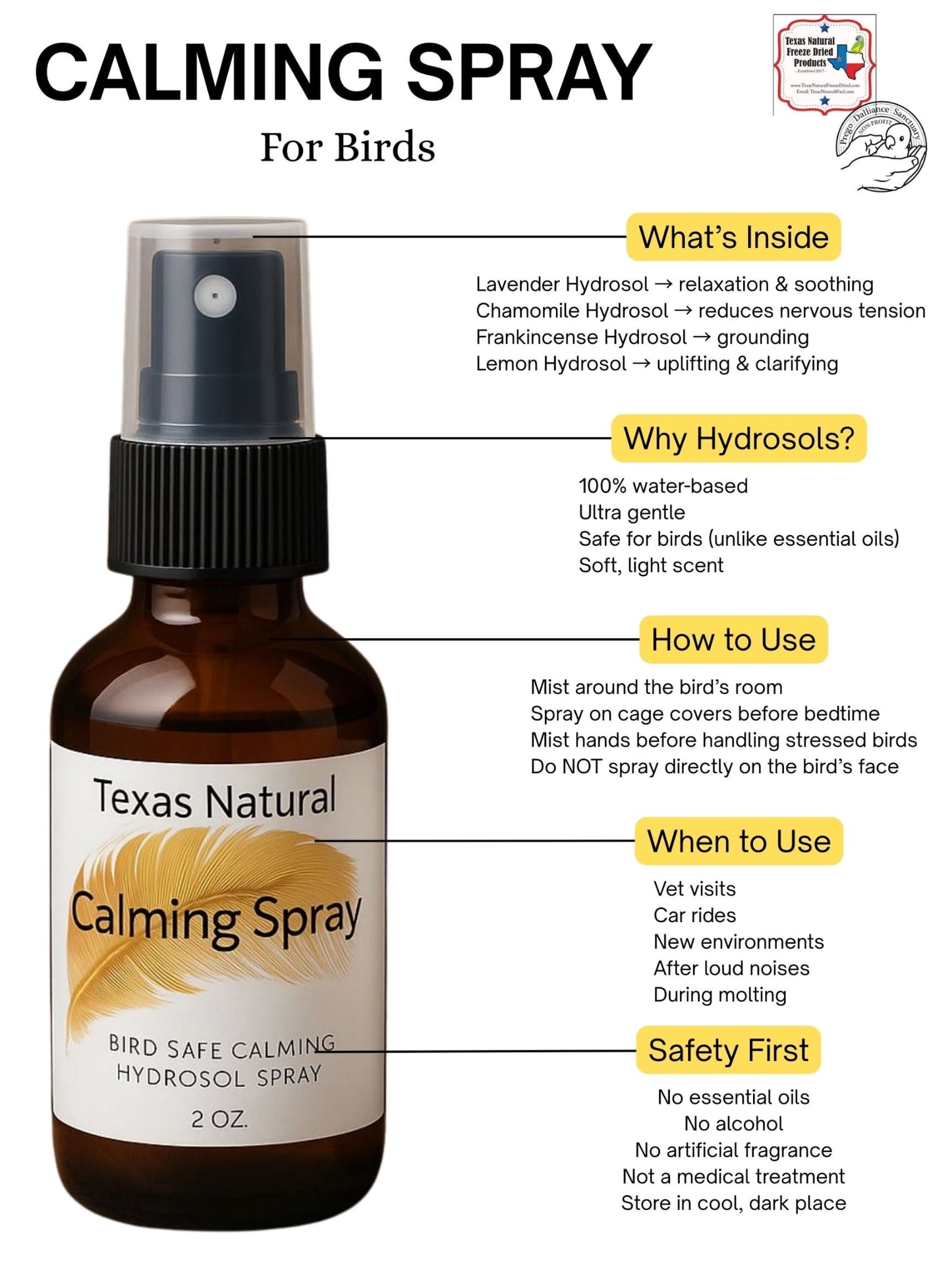 Bird Safe Calming Spray