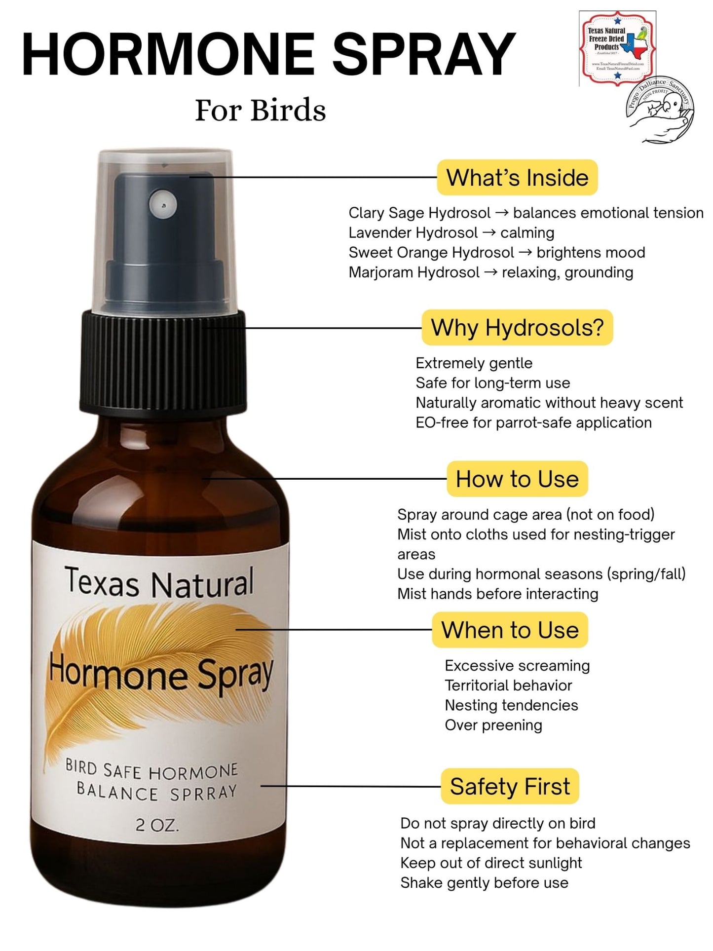 Bird Safe Hormone Balace Spray
