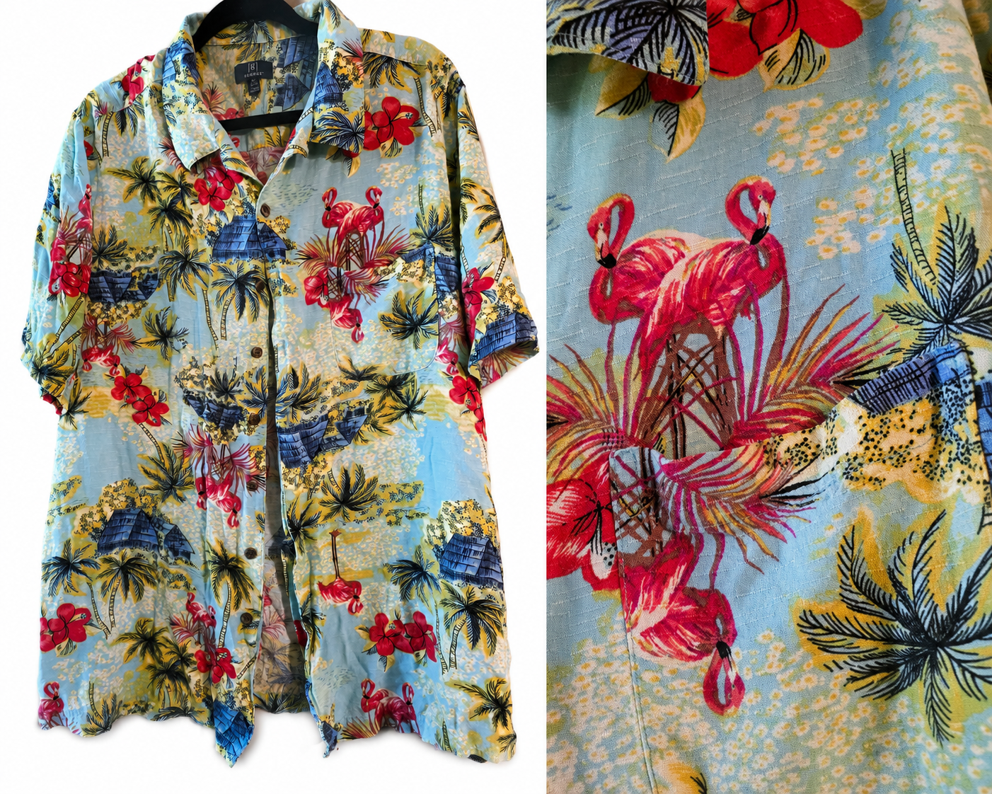 Mens Flamingo Shirt 2XL